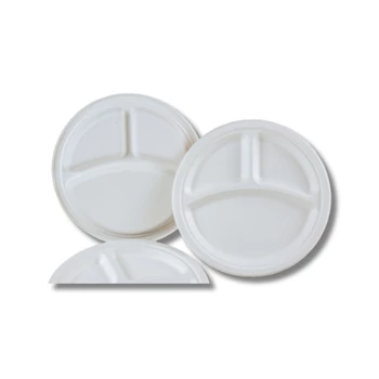 Papírtányér 3 részes 25,4 cm komposztálható cukornád 125 db/csomag natúr