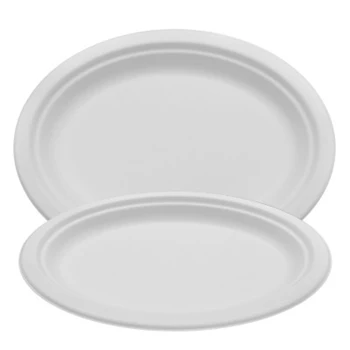 Papírtányér ovális 25,4  x 19,05 cm komposztálható cukornád 125 db/csomag natúr