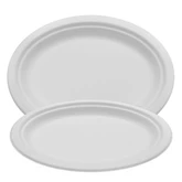 Papírtányér ovális 25,4  x 19,05 cm komposztálható cukornád 125 db/csomag natúr