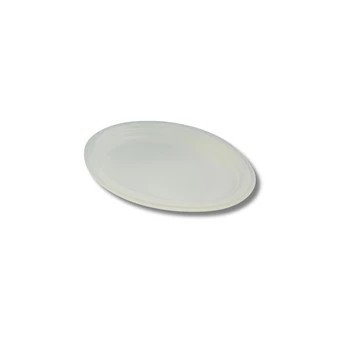 Papírtányér ovális 25,4  x 19,05 cm komposztálható cukornád 125 db/csomag natúr