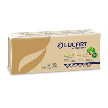 Papírzsebkendő 4 rétegű 9 lap/cs 10 cs/csomag EcoNatural 90 F Lucart_843166J havanna barna