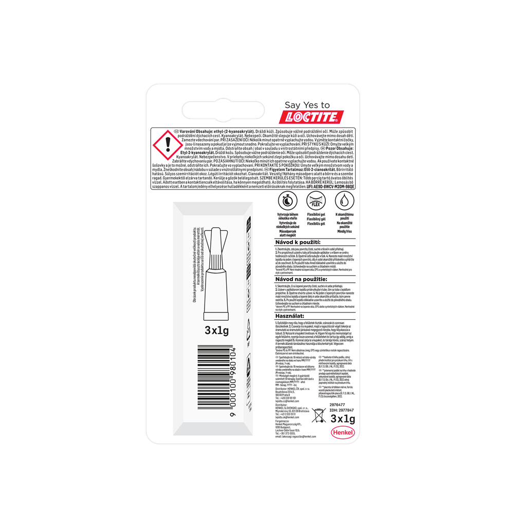 Pillanatragasztó 3x1g Loctite Super Bond Power Gél Mini Trio