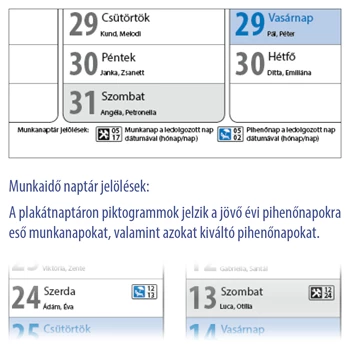 Plakátnaptár 980 × 680 mm, fehér lapokkal kék karton csomagolásban Dayliner 2025.