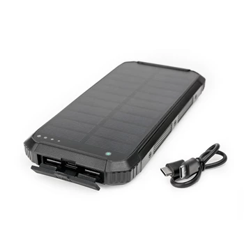 Powerbank napelemes 15W 2X USB-A + USB-C Platinet fekete