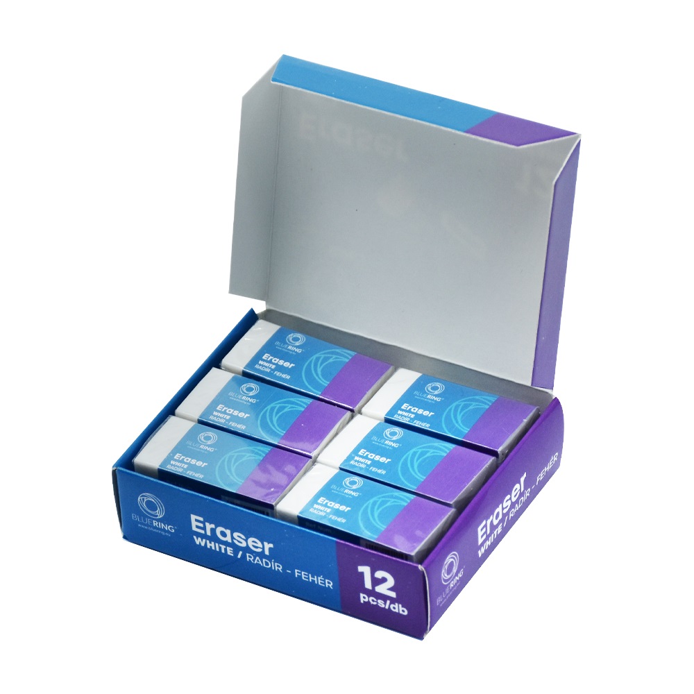 Radír 3cm fehér szögletes papírtokos Bluering®