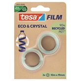 Ragasztószalag 19mmx10m irodai átlátszó újrahasznosított Tesa Eco & Crystal 2db/bliszter