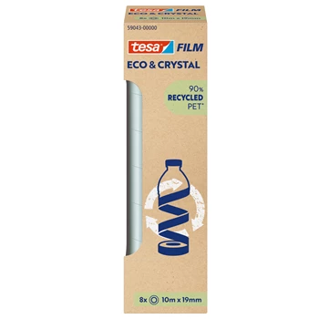 Ragasztószalag 19mmx10m irodai átlátszó újrahasznosított Tesa Eco & Crystal 8db/doboz