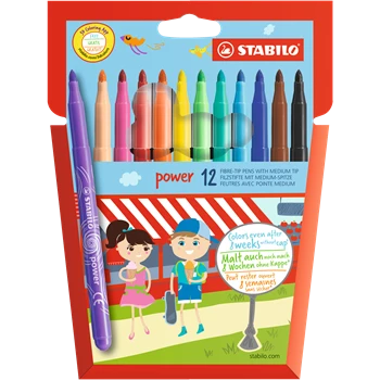 Rostirón, filctoll készlet, vízbázisú vastag hegyű Stabilo Power 280/12, 12 klf. Szín