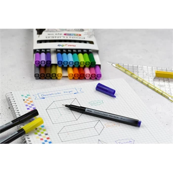 Rostirón, tűfilc készlet, 0,4 mm, Pentel Pointliner 6 klf. szín
