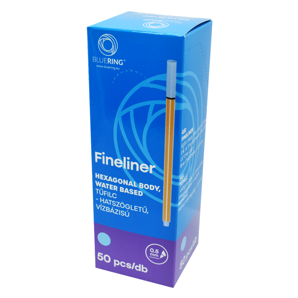 Rostirón, tűfilc vízbázisú, 0,5mm, hatszögletű test, Bluering® világoskék