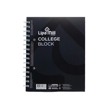 Spirálfüzet A5, 70lap vonalas perforált lyukasztott Lipa Mill vegyes színekben