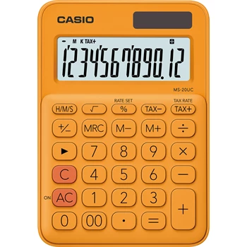Számológép asztali 12 digit nagy kijelző Casio MS 20 UC narancssárga