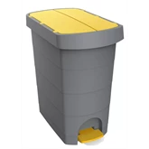 Szemetes kuka pedálos műanyag 60 literes Pelikán Slim eco fém színű sárga tetővel