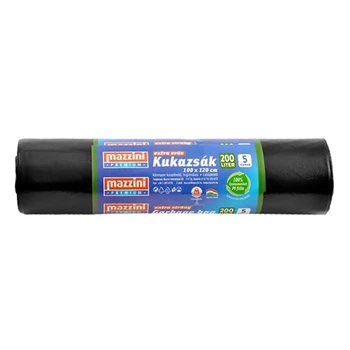 Szemeteszsák 200 liter 100 x 120 cm 40 mikron 5 db/tekercs Mazzini_fekete