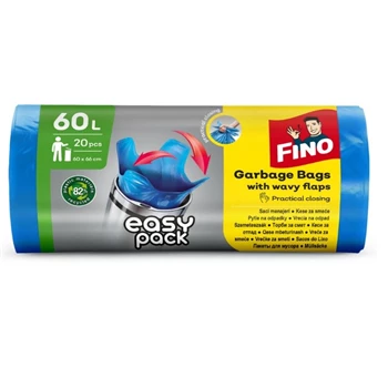 Szemeteszsák köthető füles 60 literes 20 db/tekercs Easy Pack Fino kék