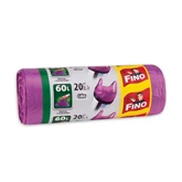 Szemeteszsák köthető füles 60 literes 20 db/tekercs lila Fino