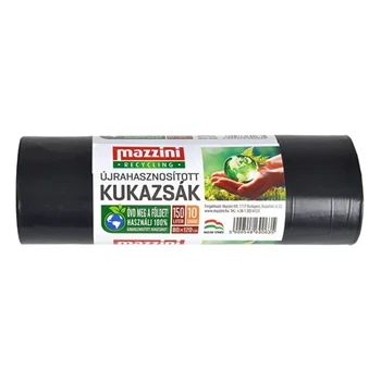 Szemeteszsák újrahasznosított 150 liter 80 x 120 cm 25 mikron 10 db/tekercs Mazzini_fekete