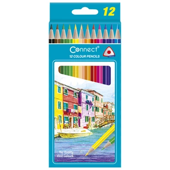 Színes ceruza készlet, háromszögletű Connect 12 klf. szín 