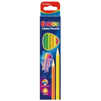 Színes ceruza készlet háromszögletű Keyroad Neon 6 klf. neon szín