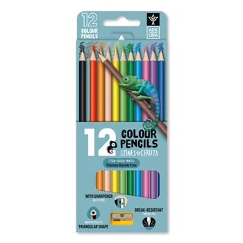 Színes ceruza készlet, háromszögletű , hegyezővel Ars Una 12 klf. szín,