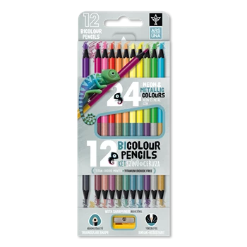 Színes ceruza készlet, kétvégű , 12/24, hegyezővel Ars Una 24 klf. neon/metál szín,
