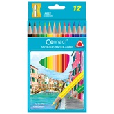Színes ceruza készlet, háromszögletű vastag Connect 12 klf. szín