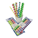 Szívószál papír 6 x 200 mm 25 db/csomag vegyes csíkos