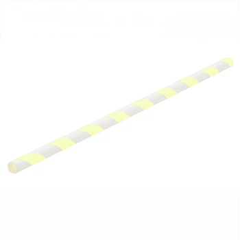 Szívószál papír 8 x 230 mm citromsárga / fehér csíkos 