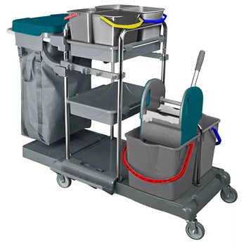 Takarítókocsi króm vázas 2 x 18 liter és 4 x 5 literes vödörrel KA405FK