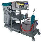 Takarítókocsi króm vázas 2 x 18 liter és 4 x 5 literes vödörrel KA405FK