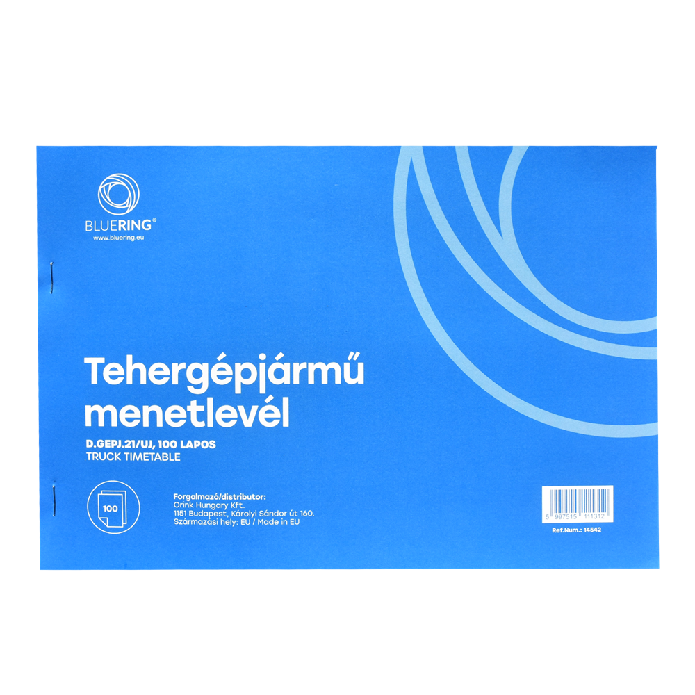 Tehergépjármű menetlevél A4, 100 lapos D.GEPJ.21/UJ Bluering®