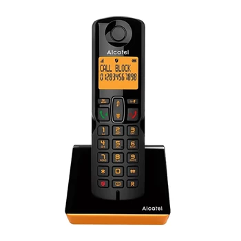 Telefon készülék ALCATEL S280 (vezeték nélküli, nagy kijelző, DECT) FEKETE/NARANCSSÁRGA