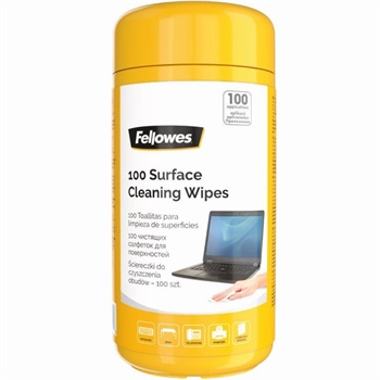 Tisztítókendő, általános felületre, Fellowes® 100lap,/csomag, 