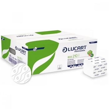 Toalettpapír 2 rétegű hajtogatott 210 lap/csomag fehér 20 cs/karton Eco 210 I Bulk Pack Lucart_811A77