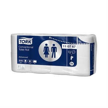 Toalettpapír 2 rétegű kistekercses átmérő: 10,3 cm 250 lap/30 m/tekercs 8 tekercs/csomag T4 Tork_110767 fehér