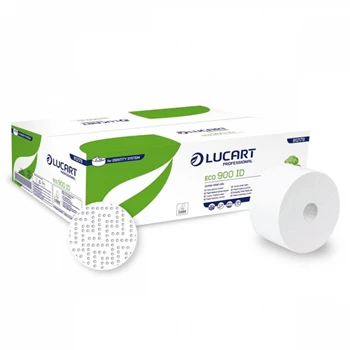 Toalettpapír 2 rétegű közületi átmérő: 19 cm 12 tekercs/csomag autocut 900 ID Eco Lucart_812178S fehér
