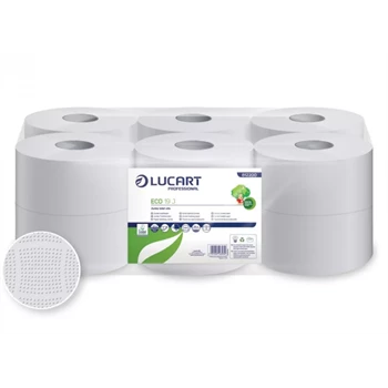 Toalettpapír 2 rétegű közületi átmérő: 19 cm 12 tekercs/karton 19 J  EcoLucart_812200 fehér