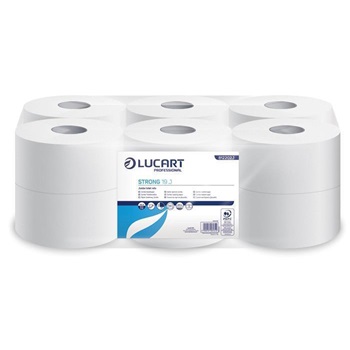 Toalettpapír 2 rétegű közületi átmérő 19 cm hófehér 100 % cellulóz 12 tekercs/karton Aquastream 150 Lucart_812223J