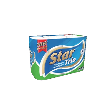 Toalettpapír 3 rétegű kistekercses 24 tekercs/csomag Star Trio fehér
