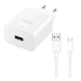 Töltő hálózati HUAWEI CP404B USB aljzat (22.5W, PD gyorstöltő + Type-C kábel) fehér