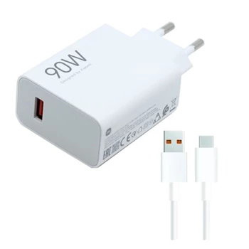 Töltő hálózati XIAOMI HYPERCHARGE COMBO USB aljzat (90W, gyorstöltő + Type-C kábel) fehér