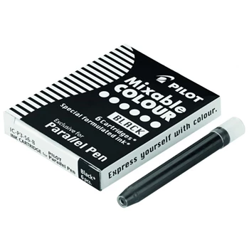 Töltőtoll tintapatron Pilot Parallel Pen 6 db/doboz, fekete 