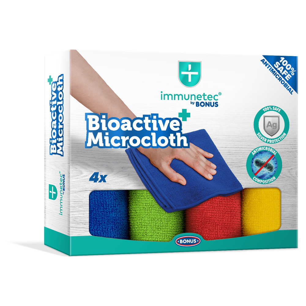Törlőkendő mikroszálas 32 x 32 cm Immunetec BioActive 4 db/csomag Bonus_B785