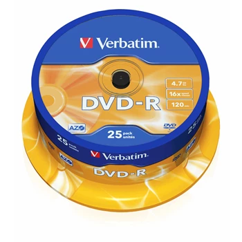 Verbatim DVD-R 4.7GB X16, 25db/dob