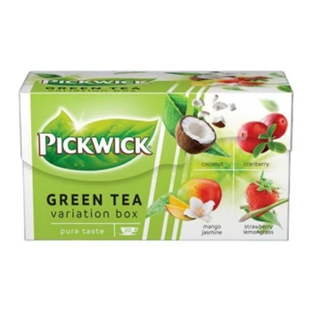 Zöld tea 20x1,5 g Pickwick Zöld tea Gyümölcsös Variációk kókusz, vörösáfonya, eper-citromfű, mangó-jázmin