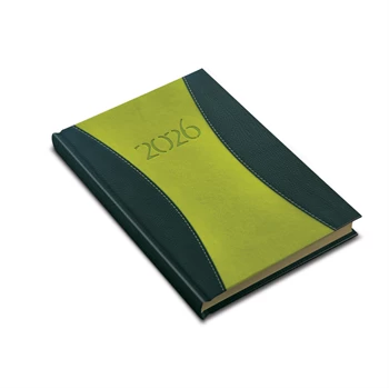 Zsebnaptár álló Prémium B/6, heti krémszínű lapokkal zöld Realsystem 2026.