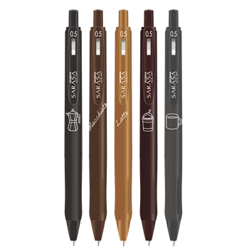 Zseléstoll készlet 0,5 mm Zebra Sarasa Study with Coffee, 5 különböző szín